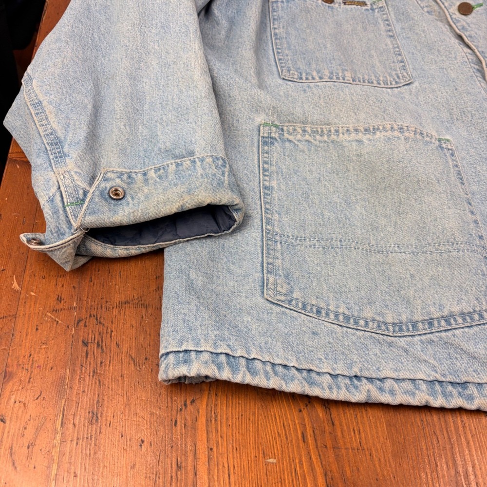 Vintage 80s OshKosh BGosh Blanket Lined Denim Chore Jacket USA Made Workwear 46R - Picture 4 of 15